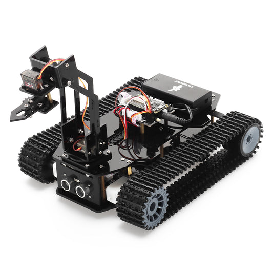 Tscinbuny Smart Robot Arm Automation Kit, Acrylic Gripper ESP32 Coding Car with App Control for Arduino STEM Projects No Battery