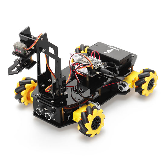 Tscinbuny Robot Arm Kit with Acrylic Gripper, Mecanum Wheel APP Control Coding Robot for Arduino STEM Automation (No Battery)