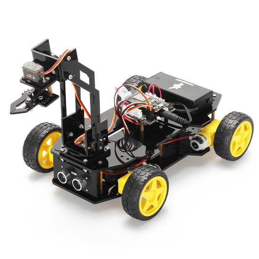 Tscinbuny ESP32 Automation Robot Arm, Acrylic Gripper & APP Controlled Coding Kit for Arduino STEM Projects (No Battery)