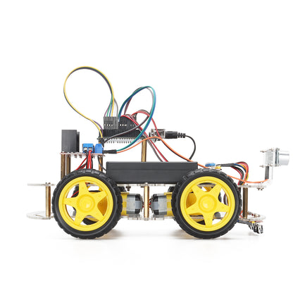 Tscinbuny Smart Robot Car pour Arduino Uno Kit de démarrage, kit éducatif robotique programmable 4WD Évitement d'obstacles avec codes