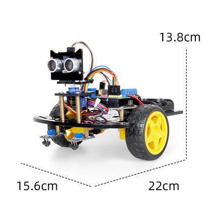 Kit de voiture robot intelligente Tscinbuny 2WD pour Arduino Uno, kit éducatif complet pour robot programmable avec suivi de ligne de codes, évitement d'obstacles