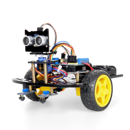 Kit de voiture robot intelligente Tscinbuny 2WD pour Arduino Uno, kit éducatif complet pour robot programmable avec suivi de ligne de codes, évitement d'obstacles