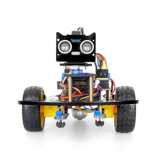 Kit de voiture robot intelligente Tscinbuny 2WD pour Arduino Uno, kit éducatif complet pour robot programmable avec suivi de ligne de codes, évitement d'obstacles