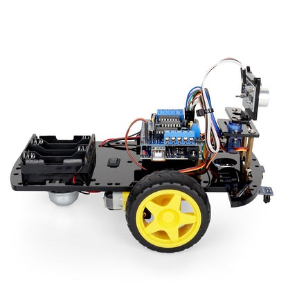 Kit de voiture robot intelligente Tscinbuny 2WD pour Arduino Uno, kit éducatif complet pour robot programmable avec suivi de ligne de codes, évitement d'obstacles