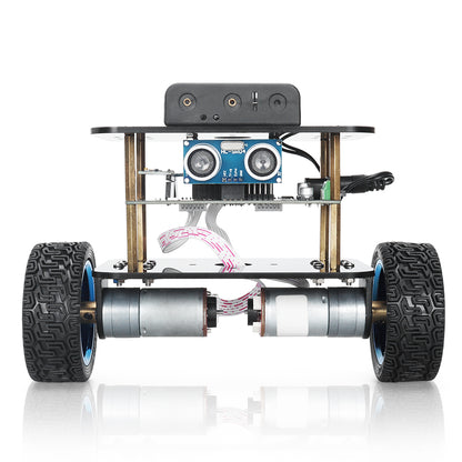 Tscinbuny Voiture robot intelligente à équilibrage automatique pour Arduino Nano Kit version complète, kit éducatif pour robot programmable avec application et codes, 2 roues motrices DC12V 620 tr/min avec châssis de robot à roues en caoutchouc de 68 mm