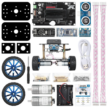 Tscinbuny Voiture robot intelligente à équilibrage automatique pour Arduino Nano Kit version complète, kit éducatif pour robot programmable avec application et codes, 2 roues motrices DC12V 620 tr/min avec châssis de robot à roues en caoutchouc de 68 mm