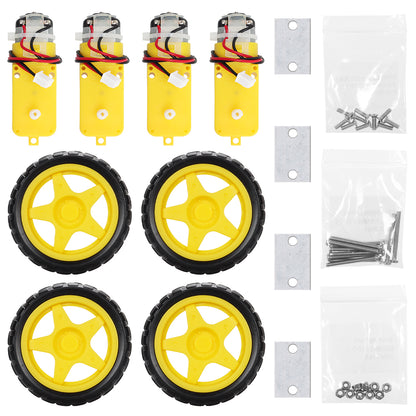 4WD TT Motors Rubber Wheels Kits without Chassis For Arduino Projects