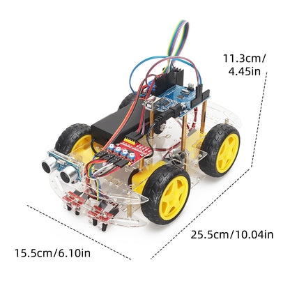 Tscinbuny Smart Robot Car pour Arduino Uno Kit de démarrage, kit éducatif robotique programmable 4WD Évitement d'obstacles avec codes