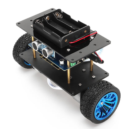 Tscinbuny Kit de robot auto-équilibré pour Arduino Uno, kit éducatif de robot programmable avec application, châssis de moteur en métal 2WD DC 12V 333RPM Kit de voiture robotique avec codes