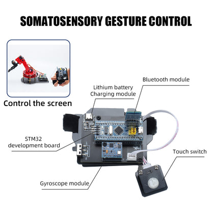 Tscinbuny Smart Four-axis App and Gesture Control 4DOF Mechanical Robot Arm for School STEM Project