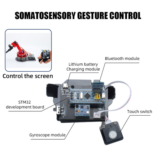 Tscinbuny Smart Four-axis App and Gesture Control 4DOF Mechanical Robot Arm for School STEM Project