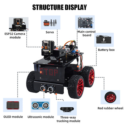 TSCINBUNY STM32 ROS Robot Car Kit with ESP32-CAM, DIY Programmable Electronic Robotics Assembly Model