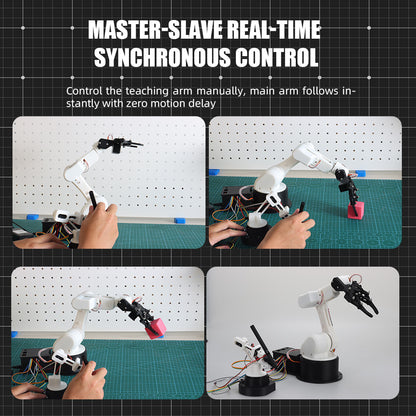 TSCINBUNY 6-DOF Master-Slave Teaching Robotic Arm Kit, Open-Source Robot Manipulator with Motion Recording & Playback