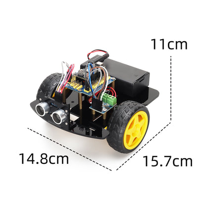 Tscinbuny Kit de voiture robot intelligent pour Arduino Nano Kit de démarrage complet, châssis de robot d'évitement d'obstacles 2WD Kit éducatif de robot programmable avec codes pour débutants