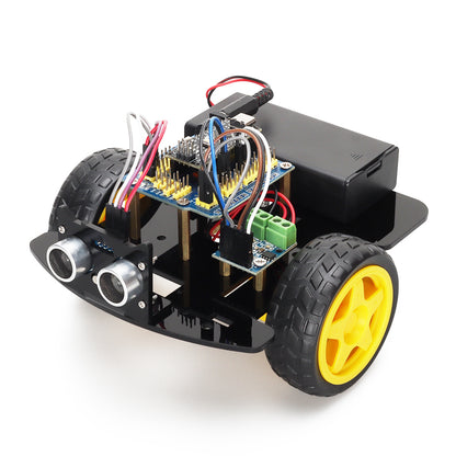 Tscinbuny Kit de voiture robot intelligent pour Arduino Nano Kit de démarrage complet, châssis de robot d'évitement d'obstacles 2WD Kit éducatif de robot programmable avec codes pour débutants