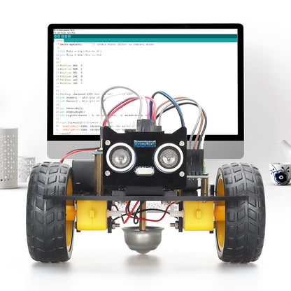 Tscinbuny Kit de voiture robot intelligent pour Arduino Nano Kit de démarrage complet, châssis de robot d'évitement d'obstacles 2WD Kit éducatif de robot programmable avec codes pour débutants