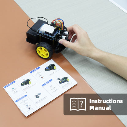 Tscinbuny Robot pour Arduino Kit de développement Wifi, Kit éducatif pour robot programmable avec codes et application, châssis de robot 2WD Robotique d'évitement d'obstacles