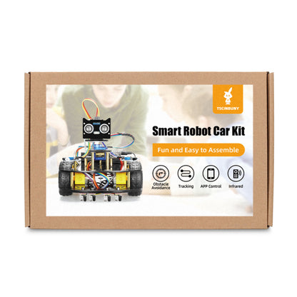 Kit de voiture robotique intelligente Tscinbuny pour projet Arduino, kit éducatif de robot programmable avec application, châssis de robot 4WD, évitement d'obstacles, suivi de ligne avec codes pour débutants