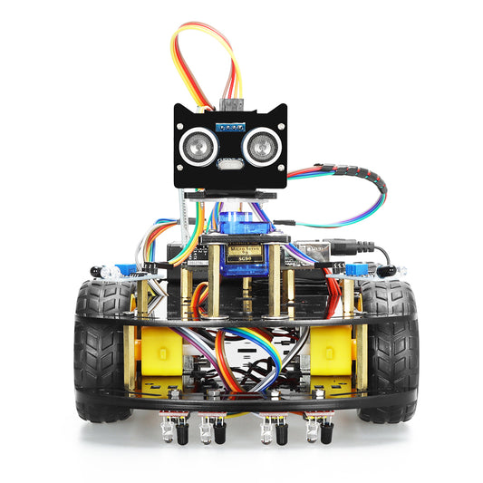 Kit de voiture robotique intelligente Tscinbuny pour projet Arduino, kit éducatif de robot programmable avec application, châssis de robot 4WD, évitement d'obstacles, suivi de ligne avec codes pour débutants