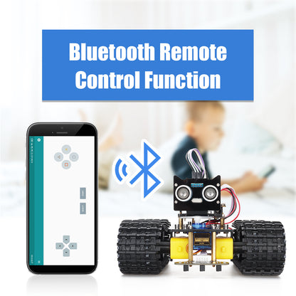 Tscinbuny Smart Robot Car pour Arduino Kit complet professionnel, kit éducatif de robot programmable avec application et codes, kit robotique 2WD Tank Crawler avec module rechargeable 18650