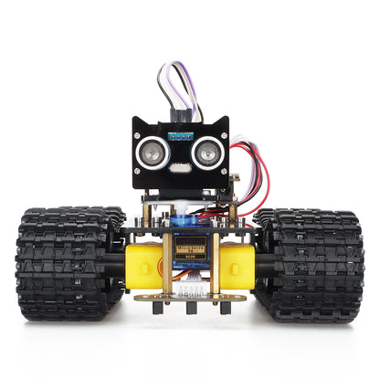 Tscinbuny Smart Robot Car pour Arduino Kit complet professionnel, kit éducatif de robot programmable avec application et codes, kit robotique 2WD Tank Crawler avec module rechargeable 18650