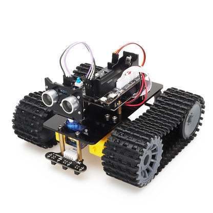 Tscinbuny Smart Robot Car pour Arduino Kit complet professionnel, kit éducatif de robot programmable avec application et codes, kit robotique 2WD Tank Crawler avec module rechargeable 18650