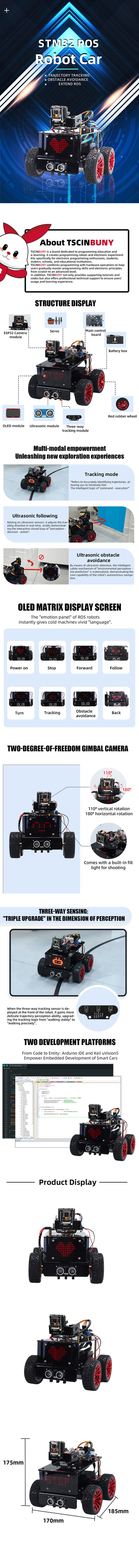 TSCINBUNY STM32 ROS Robot Car Kit with ESP32-CAM, DIY Programmable Electronic Robotics Assembly Model
