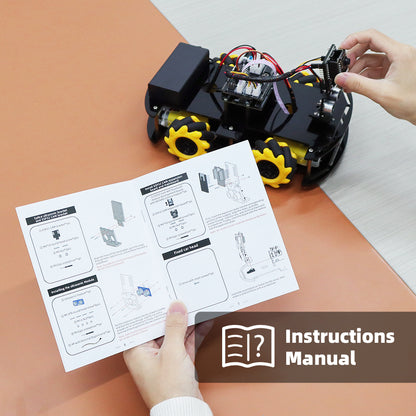 Tscinbuny ESP32 Robot pour Arduino Uno Kit de démarrage, kit éducatif pour robot programmable, châssis de roue omnidirectionnel 4WD 60 mm avec application Wifi, évitement d'obstacles, suivi de ligne, ensemble de voiture intelligente