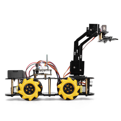 Kit robot Tscinbuny pour bras robotique Arduino, kit éducatif robot programmable avec codes, châssis 4WD avec roue Onmi de 60 mm, suivi de ligne d'évitement d'obstacles avec application