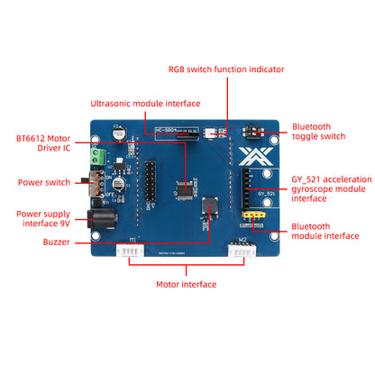 Tscinbuny Kit de robot auto-équilibré pour Arduino Uno, kit éducatif de robot programmable avec application, châssis de moteur en métal 2WD DC 12V 333RPM Kit de voiture robotique avec codes