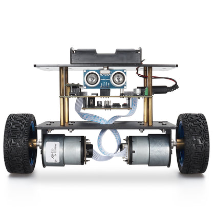 Tscinbuny Kit de robot auto-équilibré pour Arduino Uno, kit éducatif de robot programmable avec application, châssis de moteur en métal 2WD DC 12V 333RPM Kit de voiture robotique avec codes