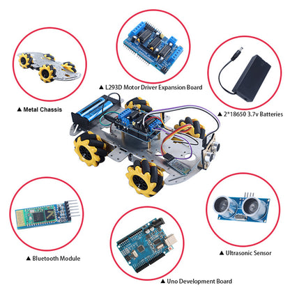 Arduino UNO R3 Robot Car Kit with McNamee Wheel Metal Chassis