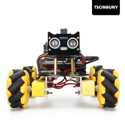 TSCINBUNY Arduino UNO Circuit Board Programmable IDE Smart Robot/Robotic Car Kit with Obstacle-Avoidable System Components Upgraded Four-Matic Mecanum Wheels