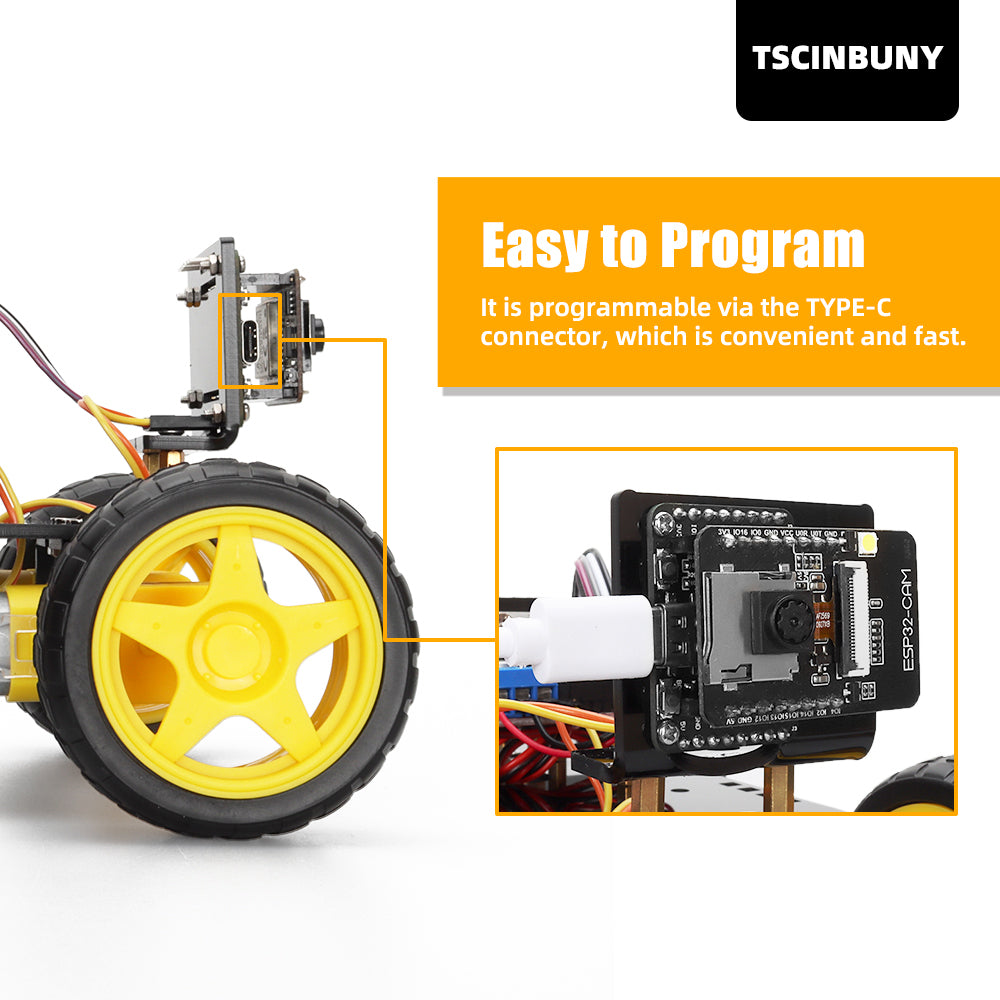 TSCINBUNY ESP32 Circuit Board Camera-Control Programmable IDE Smart Robot/Robotic Car Kit Upgraded with Four-Matic Wheels
