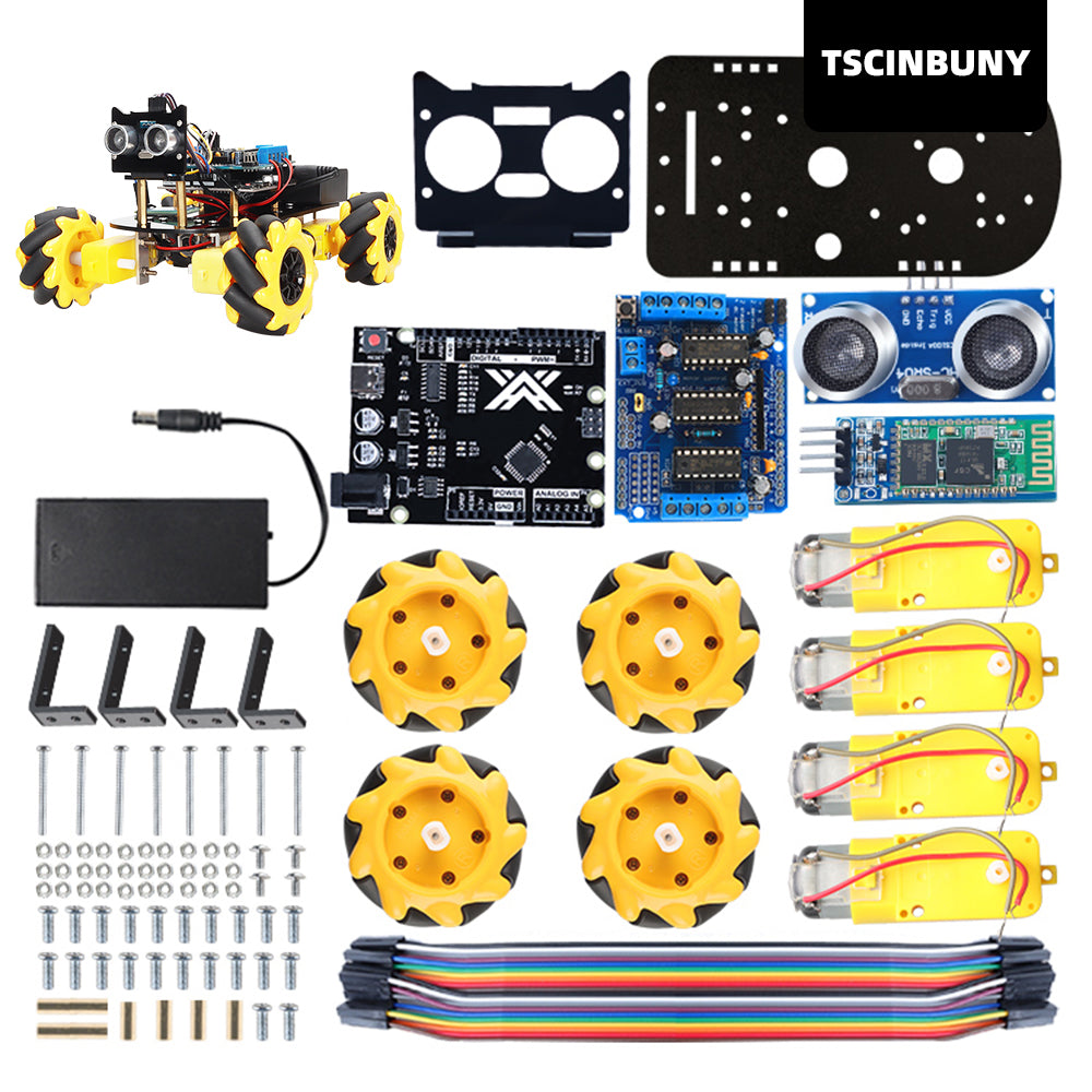 TSCINBUNY Arduino UNO Circuit Board Programmable IDE Smart Robot/Robotic Car Kit with Obstacle-Avoidable System Components Upgraded Four-Matic Mecanum Wheels