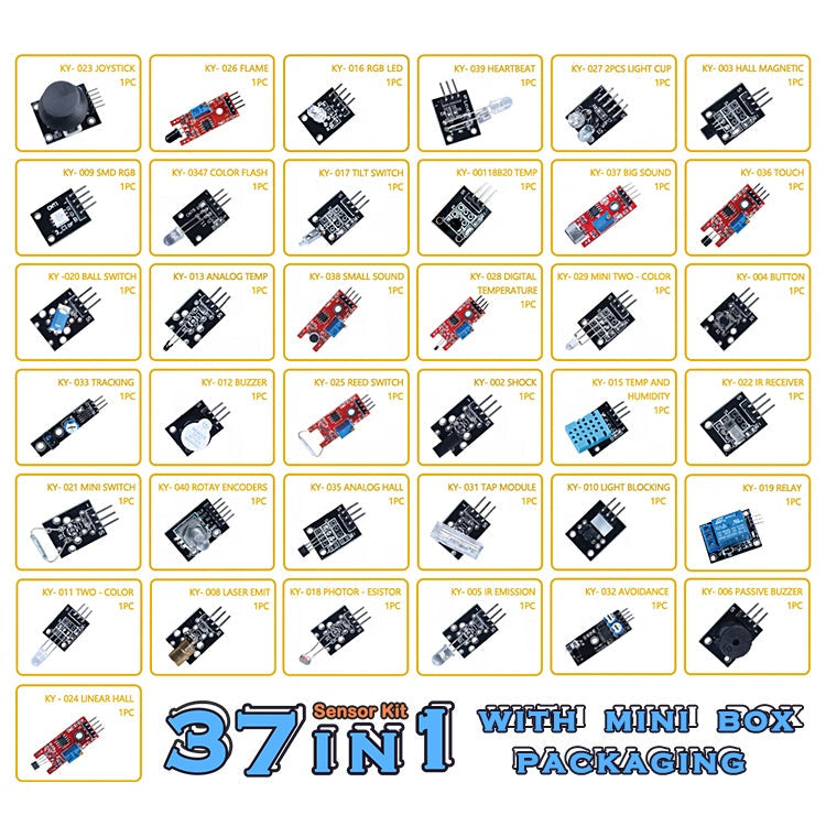 TSCINBUNY Arduino 2022 37-in-1 Portable Senor Kit IDE Programmable STEM School Educational Science Starter Kit