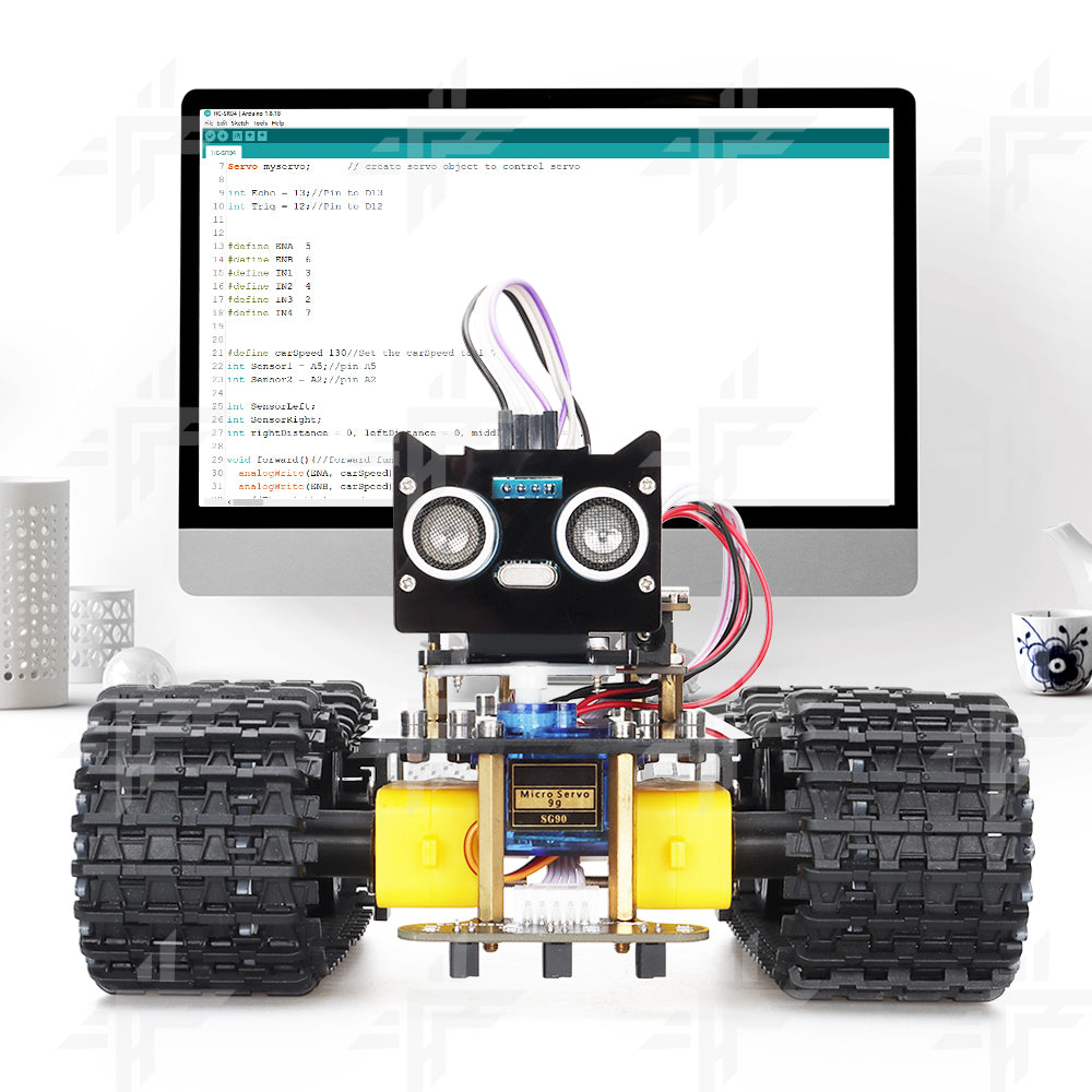 KEYESTUDIO Smart Robot Car Kit for Arduino IDE with UN0 Board, Line  Tracking Module, Ultrasonic Sensor, IR Module Robotic Kit