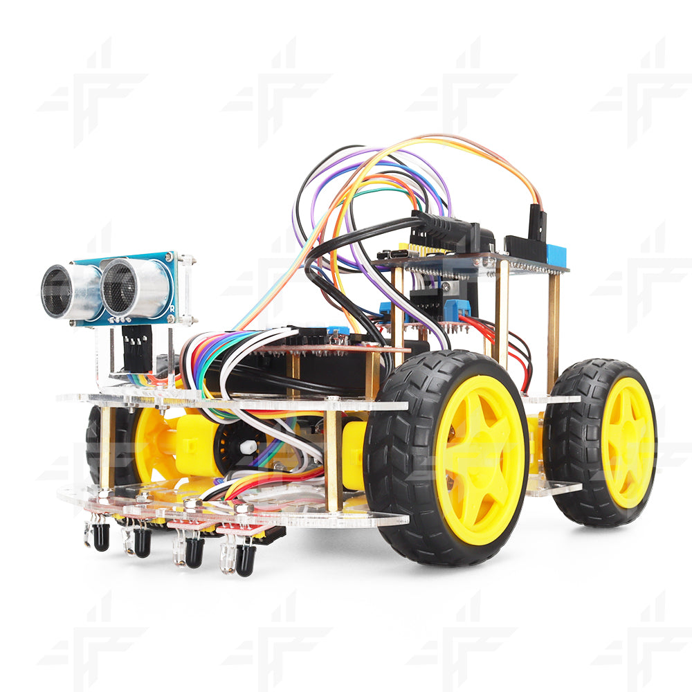 TSCINBUNY Arduino 328P UNO Programmable IDE Smart Robot/Robotic Car Kit Upgraded 5.0 Bluetooth with Obstacle-Avoidable Route-Tracking System Components Four-Matic Wheels